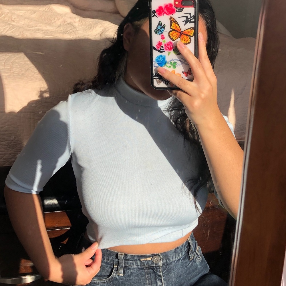 Light blue crop top